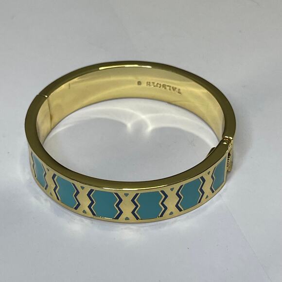 Talbots bangle bracelet gold tone with turquoise green blue teal enamel classic - Picture 14 of 16